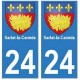 24 Sarlat-la-Canéda autocollant plaque blason armoiries stickers département