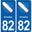 82 Grisolles blason autocollant plaque stickers ville