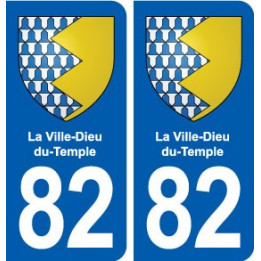 82 La Ville-Dieu-du-Temple blason autocollant plaque stickers ville