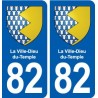 82 La Ville-Dieu-du-Temple blason autocollant plaque stickers ville