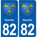 82 Réalville blason autocollant plaque stickers ville