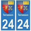 24 Terrasson autocollant plaque blason armoiries stickers département