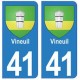 41 Vineuil autocollant plaque blason armoiries stickers département ville