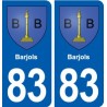 83 Barjols blason autocollant plaque stickers ville