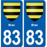 83 Bras blason autocollant plaque stickers ville