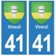 41 Vineuil autocollant plaque blason armoiries stickers département ville