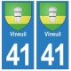 41 Vineuil autocollant plaque blason armoiries stickers département ville