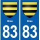 83 Bras blason autocollant plaque stickers ville