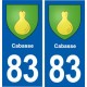 83 Cabasse blason autocollant plaque stickers ville