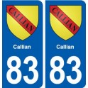 83 Callian blason autocollant plaque stickers ville