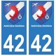 42 Andrézieux-Bouthéon autocollant plaque blason armoiries stickers département