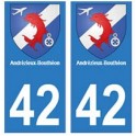 42 Andrézieux-Bouthéon autocollant plaque blason armoiries stickers département