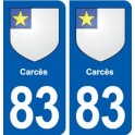 83 Carcès blason autocollant plaque stickers ville