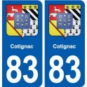 83 Cotignac blason autocollant plaque stickers ville