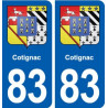 83 Cotignac blason autocollant plaque stickers ville
