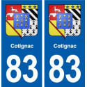 83 Cotignac blason autocollant plaque stickers ville
