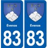 83 Évenos blason autocollant plaque stickers ville