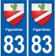 83 Figanières blason autocollant plaque stickers ville