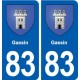 83 Gassin blason autocollant plaque stickers ville