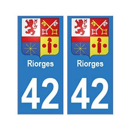 42 Riorges autocollant plaque blason armoiries stickers département