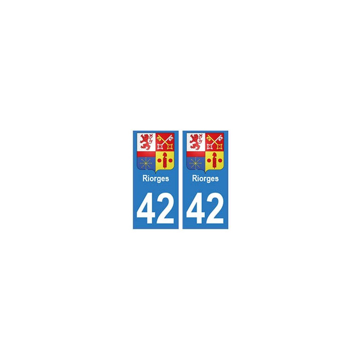42 Riorges autocollant plaque blason armoiries stickers département