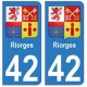 42 Riorges autocollant plaque blason armoiries stickers département