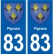83 Pignans blason autocollant plaque stickers ville