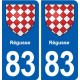 83 Régusse blason autocollant plaque stickers ville