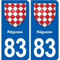 83 Régusse blason autocollant plaque stickers ville
