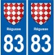 83 Régusse blason autocollant plaque stickers ville