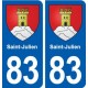 83 Saint-Julien blason autocollant plaque stickers ville