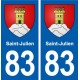 83 Saint-Julien blason autocollant plaque stickers ville