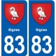 83 Signes blason autocollant plaque stickers ville