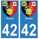 42 Firminy autocollant plaque blason armoiries stickers département
