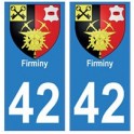 42 Firminy autocollant plaque blason armoiries stickers département