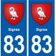 83 Signes blason autocollant plaque stickers ville