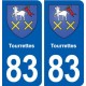 83 Tourrettes blason autocollant plaque stickers ville