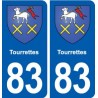 83 Tourrettes blason autocollant plaque stickers ville