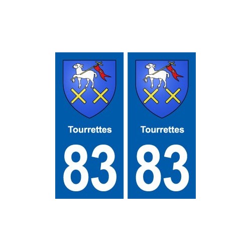 83 Tourrettes blason autocollant plaque stickers ville