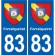 83 Forcalqueiret blason autocollant plaque stickers ville