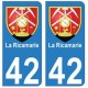 42 La Ricamerie autocollant plaque blason armoiries stickers département