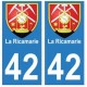 42 La Ricamerie autocollant plaque blason armoiries stickers département