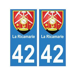42 La Ricamerie autocollant plaque blason armoiries stickers département