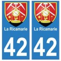 42 La Ricamerie autocollant plaque blason armoiries stickers département