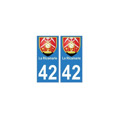 42 La Ricamerie autocollant plaque blason armoiries stickers département