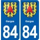 84 Gargas blason autocollant plaque stickers ville