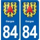84 Gargas blason autocollant plaque stickers ville