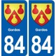 84 Gordes  blason autocollant plaque stickers ville