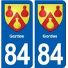 84 Gordes  blason autocollant plaque stickers ville