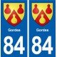 84 Gordes  blason autocollant plaque stickers ville